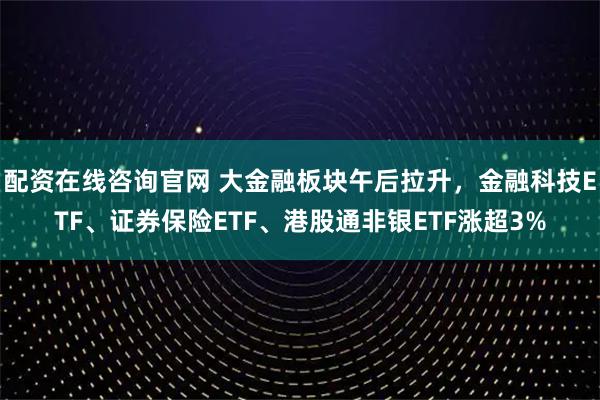 配资在线咨询官网 大金融板块午后拉升，金融科技ETF、证券保险ETF、港股通非银ETF涨超3%
