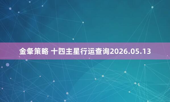 金夆策略 十四主星行运查询2026.05.13